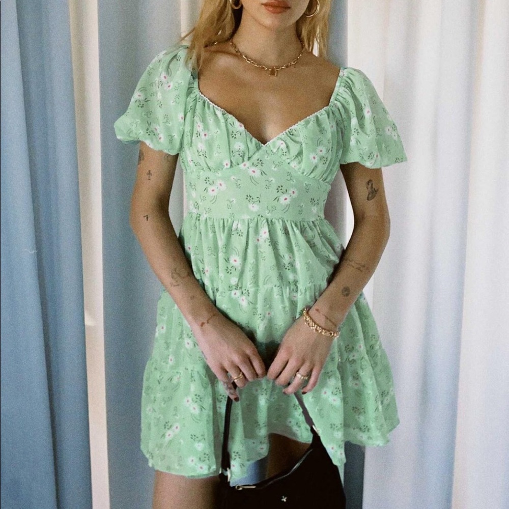 Princess Polly Emery Mini Green Dress